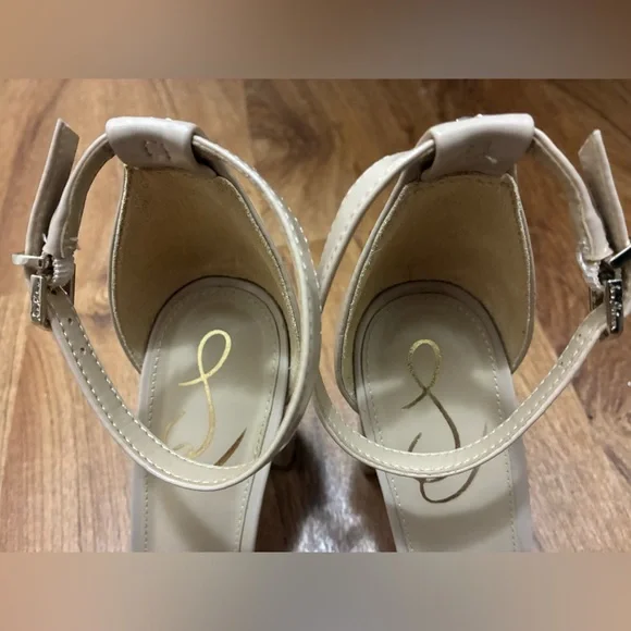 Sam Edelman Nude/Tan  Strappy Heels with Ankle Buckle 4 inch heels US 8M-EUR 38 - Picture 3 of 13